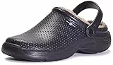 Zoccoli e Sabot Inverno Pantofole Scarpe da Casa Ciabatte Peluche Cotone per Uomo Donna, Nero, 44 EU