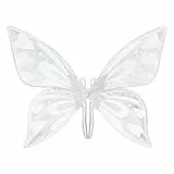Vibbang Ali Fata Bambina, Ali di Fata Donna Principessa, Ali di Fata a Farfalla Glitter Costume Farfalla, per Compleanno Carnevale Natale Halloween, Costume di Angelo per Ragazze (Bianco)