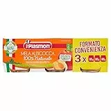 Plasmon Omogeneizzato Frutta Mela e Albicocca 80g 24 Vasetti con Frutta selezionata, 100% naturale, con aggiunta di Vitamina C