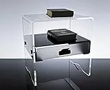 Slato Morfeo ⎪ Comodino Camera da Letto, Comodino con cassetto, Design Moderno in plexiglass Made in Italy