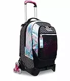 Seven Trolley Scuola Sganciabile Jack 3 Ruote, Nero, Feeling Free, 3 in 1, Triplo Uso, Zaino con Carrello Sganciabile, Zaini e Trolley, Scuola e Tempo libero, Bambine e Ragazze