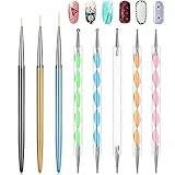 5Pcs Penna punteggiatura per unghie e 3Pcs penna per disegnare linee,Doppia Strumenti per punteggiare per unghie a punta,Nail Art Pittura di Disegno Liner Pen Set Strumento per Manicure per Unghie…