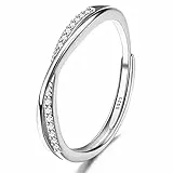 JeweBella Anelli Argento 925 Donna Regolabili Anello Zirconia Cubica Minimalista Anello Donna Argento/Oro/Oro Rosa Fidanzamento Promessa Fedine