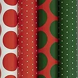 Clairefontaine 202051AMZC - confezione da 10 rotoli di carta da regalo - Carta Excellia 80g - MISURE: 5x0,70m - MOTIVO: Natale, Pois, rosso, bianca, verde - confezionamento regali