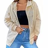 Giacca invernale da donna, a maniche lunghe, sottile, oversize, con cappuccio, con grafica con strass, cerniera intera, felpa con cappuccio in pile di alta qualità, da donna, per autunno e inverno,