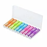 EBL 10 pcs 1.2V AAA Batterie Ricaricabili con Una Scatola Protettiva, Pile Ricaricabili da 1100mAh Ni-MH carica da 1200 tech, Arcobaleno