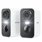 ieGeek 2K Telecamera Wi-Fi Esterno/Interno Senza Fili, Videocamera Sorveglianza WiFi Batteria, Rilevamento Movimento PIR, Sirena, Visione Notturna a Colori, 2 Vie Audio, SD/Cloud, 2 pz