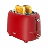 COMFEE' Retro Series MT-RP2L18W2(CM) - Tostapane a 2 fette con funzione di scongelamento e ririscaldamento, in plastica, color crema, MT-RP2L18W2