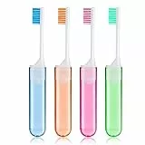 Sibba Spazzolino da denti con setole morbide, 4 pezzi, pieghevole, manuale per gengive fragili, cura dentale, per adulti, bambini, portatile, per campeggio, viaggi