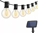 DeepDream Catena Luminosa Esterno Solare, 7.6M G40 Luci Solari Esterno Giardino 12+1 LED Lampadine, 4 modalità IP65 impermeabile Catene Luminose per Giardino, Matrimonio, Festa, Natale, Bianco Caldo