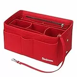 Simboom Feltro Organizer da Borsa Donna, Interno borsa Organizzatore per cosmetici Viaggiare (Rosso, M)