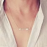 Yienate - Collana con ciondolo a forma di freccia dell’amore, lucidata, stile classico, per donne e ragazze (argento)