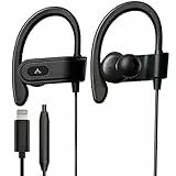 Avantree L171 - Cuffie con Filo e Connettore Lightning [Certificata MF], Controlli Microfono e Volume, Ganci per Sport, Auricolari Compatibili con iPhone 14 13 12 11, Supporta Tutti i Sistemi iOS