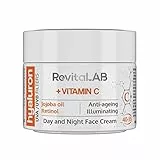 RevitaLAB Hyaluron Anti-Aging Day and Night Cream, Enriched with Vitamins A, B3, B5, E, C, Jojoba Oil, and UV Filters for Ages 40 – 55, 50 ml