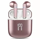 OYIB Cuffie Bluetooth 5.3, Auricolari Bluetooth con 4 Mic, Cuffie Wireless In Ear HiFi Stereo, Ricarica Rápida USB-C, Cuffie Senza Fili IPX7 Cuffiette Bluetooth Controllo Touch, Oro Rosa