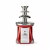 Nedis Fontana di Cioccolato, Design Retrò in Plastica e Acciaio Inox con 3 Livelli, Lavabile in Lavastoviglie, Diametro 40 cm, Rossa-Bianca