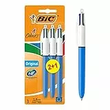 BIC 4Colori Original, Penne a Sfera a Scatto, Colorate, Punta Media (1 mm), Cancelleria Scuola e Ufficio, Set Penne 2+1 Unità