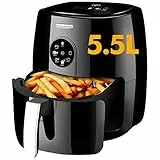 ARINTUL Airfryer friggitrice ad aria calda senza olio da 5,5 litri, set di friggitrici con touch screen, timer, controllo della temperatura, 6 programmi, da 1500 W