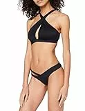 Iris & Lilly Set Bikini con Reggiseno Non Imbottito Monospalla Donna, Nero, 46