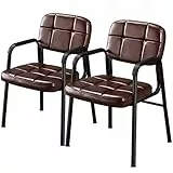 Yaheetech 2 Sedie Ufficio Ospiti Senza Ruote per Riunioni Conferenza e Sala d'attesa Visitatori Ergonomiche in Finta Pelle Portata 135 kg Marrone