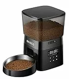 ROJECO Distributore Automatico Cibo Gatti, Distributore Crocchette Gatto, con Ciotola in Acciaio Inossidabile, Tempo e Porzioni Programmabili 6 Pasti Fino a 16 Porzioni per Pasto
