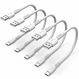 30cm Cavo USB Type-C Corto [5Pezzi], USB A a USB C Cavo 3A Ricarica Rapida Cavo Dati Android Auto USB Tipo-c per Samsung Galaxy A10/A12/A52/S20/S21/Note 10, Huawei, Xiaomi,Oneplus