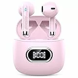 Cuffie Bluetooth, Auricolari Bluetooth 5.3 con CVC8.0 HD Mic, 32 Ore Cuffie Wireless In Ear IP7 Impermeabili, Cuffie Senza Fili con LED Display, Cuffiette Bluetooth Touch Control per Android iOS, Rosa