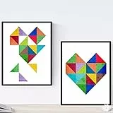 Nacnic Set di 4 Stampe artistiche in Nordico e scandivano Due Cuori. Stampato su Carta da 250 gr. Decorazione Interna. A4 Senza Cornice.