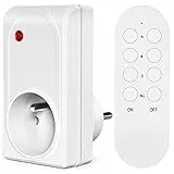 Presa telecomandata programmabile, presa telecomandata senza fili, portata 40 m, 230 V, 1 presa elettrica e 1 telecomando, batterie fornite, due batterie CR2032 gratuite