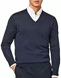 Hackett London Uomo Gmd Merino Silk V Nck Maglione, Marina Militare, XS