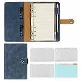 FYY raccoglitore a6,raccoglitore ad anelli a6, 6 raccoglitore ad anelli A6 con fogli di ricarica A6,Raccoglitore ad anelli A6 in pelle,Raccoglitore personale Planner con anello (Vuoto) Blu