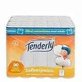 Tenderly Salvaspazio, 90 Rotoli di Carta Igienica, 2 Veli, 220* Strappi per Rotolo, con Estratti Naturali di Malva e Calendula, Made in Italy, Dermatologicamente Testato