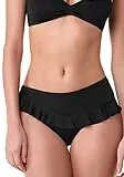 Goldenpoint Donna Slip con Rouches Costume Tinta Unita, Nero, Taglia 4