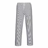 Portwest Pantaloni Bromleys Chef, Taglia Regolare, Colore: Blu/Bianco, Taglia: L, C079CHRL