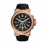 Michael Kors Orologio Dylan da uomo, movimento cronografo, cassa in acciaio inossidabile oro rosa 48 mm con cinturino in silicone, MK8184