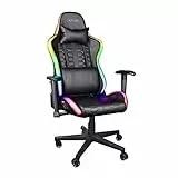 Trust Gaming Sedia da Gaming illuminata LED RGB GXT 716 Rizza - Sedia PC Ergonomica Regolabile con 350 Colori, Totalmente Girevole, con Cuscini Removibili - Nero
