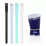 QAQHZW 4 Penna a Sfera Gel da 0.38 mm Roller Penna Punta Fine Penne a Inchiostro Nero Penna Gel a Forma di Animale e 20 Ricariche Blu per Studente Bambino Adulto