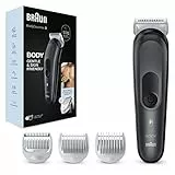 Braun Serie 3 Rasoio Elettrico Corpo Uomo, Per Petto, Ascelle, Inguine E Zone Sensibili, Con Pettini Da 1 mm E 3 mm, Tecnologia SkinShield, 80 Min Autonomia Senza Fili, BG3340