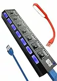 -Hub USB-3.0-7 Porte-Mini Luce Led-Multipresa USB-Ciabatta USB-Presa USB-Adattatore USB C-Presa Multipla-USB-Hub USB 3.0-2.0-Cavo USB-Multipla USB-con-Luce Lettura-Tablet-Android-Mackbook Air M2-
