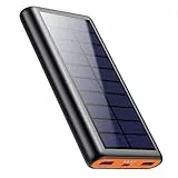 QTshine Power Bank Solare 26800mAh, Caricabatterie Solare Portatile Power Pack, Caricatore Solare Batteria Esterna 2 Porte 3.1A Ricarica Rapida per Cellulare Tablets