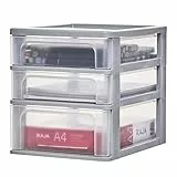 Iris Ohyama, Torre di stoccaggio in plastica, Cassetto per ufficio 2 x 4L x 1 x 7L, OCH-2021, Grigio, Maniglia ergonomica - L35,5 x P26 x A29,5 cm