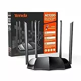 Tenda AC8 Gigabit Router Wi-Fi AC1200 Dualband 300Mbps/2.4GHz e 867Mbps/5GHz, 4 Porte Gigabit, 4 6dBi Antenne Dual Band, modalità Access Point, MU-Mimo, Parental Control e Rete Ospite, IPv6, Nero