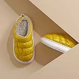 UKKO Pantofole Donna Pantofole di Cotone Unisex Autunno Unisex Calda Calda Scarpe Domestiche A Colori Solido Impermeabile Morbido di Spessore Peloso Donne Uomini Scivoli-Yellow,40-41