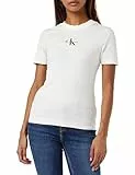 Calvin Klein Jeans Maglietta Monologo Slim Fit S/S, Bright White, L Donna
