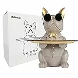 alslovkar Statua da scrivania in resina con bulldog e scultura animale, decorazione da tavolo, multifunzione, per ufficio, casa, salvadanaio (marrone chiaro)