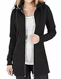 Felpe con Cappuccio Donna Manica Lunga Cappotto con Zip Cappotto Scollo a V Top Casual Chic Eleganti Tinta Unita Felpa Cardigan Autunno Invernali Felpe,Nero L