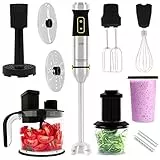 ForceBlend F3 Frullatore a Immersione - Robot da Cucina - Taglierina a Spirale Elettrica - Mixer ad alte Prestazioni 1500 watt - Acciaio e Nero