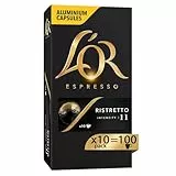 L'Or - Capsule Caffè Espresso Ristretto - 100 Capsule in Alluminio - Intensità 11 - Compatibili con Macchine Nespresso - 10 pacchetti da 10 capsule (totale 100 capsule)