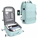 SZLX Zaino viaggio grande da donna escursionismo sportivo da esterno impermeabile scuola casual laptop da 14 pollici con porta di ricarica USB scomparto per scarpe Blu