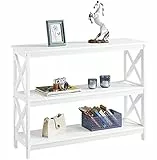 Yaheetech Tavolo Console a 3 Ripiani Tavolino da Ingresso Laterale Tavolo Consolle Salvaspazio per Soggiorno Salotto Corridoio Struttura a Forma X Mobiletto da Entrata 106 x 35 x 80 cm